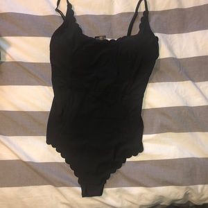 Black one piece swimsuit,